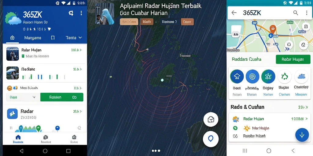 Antarmuka aplikasi 365ZK menampilkan radar hujan yang jelas dan informatif.