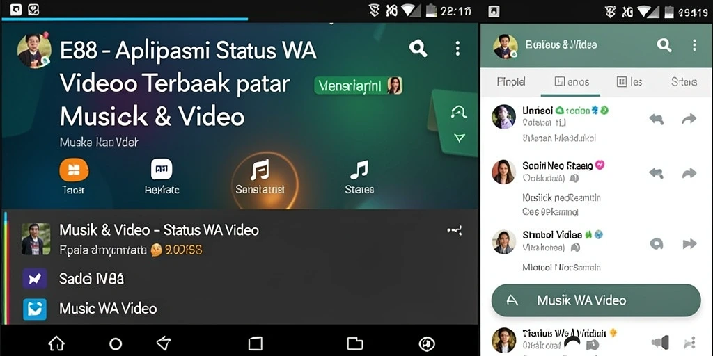 Antarmuka E88 yang mempermudah pengguna dalam memilih video status.