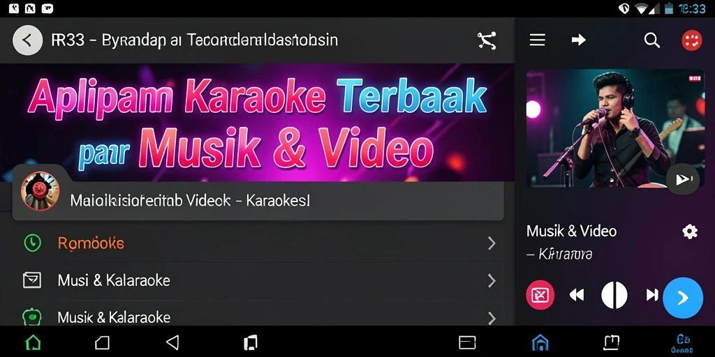 Tampilan antarmuka aplikasi Karaoke RR33 saat digunakan.