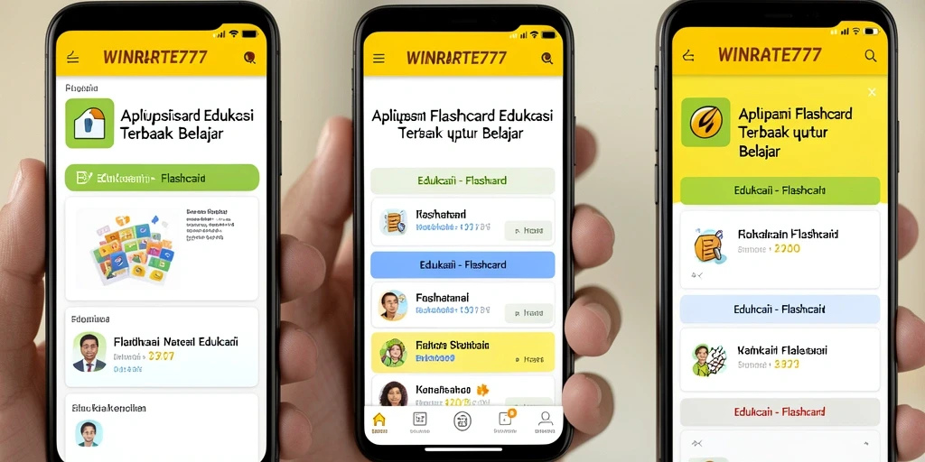 Tampilan antarmuka aplikasi WINRATE777 dengan fungsi Flashcard yang menarik.